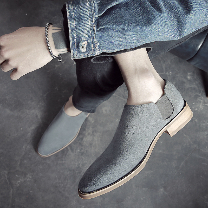 Korean Style Pointed Casual Shoes British Style Retro Suede foto 4