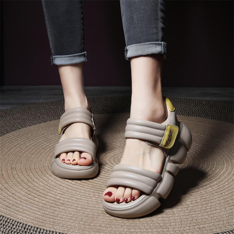 Open Toe All-Match Platform Non-slip Sandals Height Increasing Wedge foto 5
