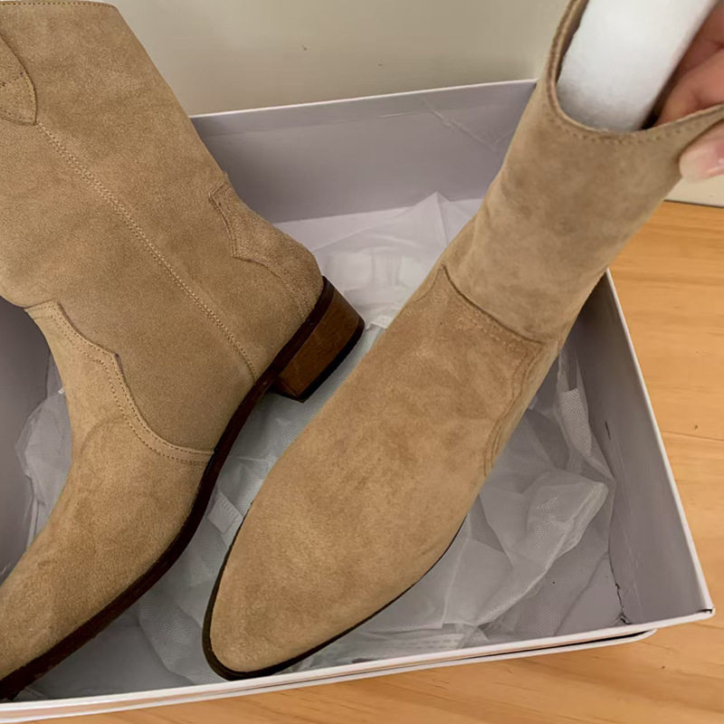 Pointed Toe Chunky Heel Western Cowboy Boot Women's Fashion Temperament foto 3