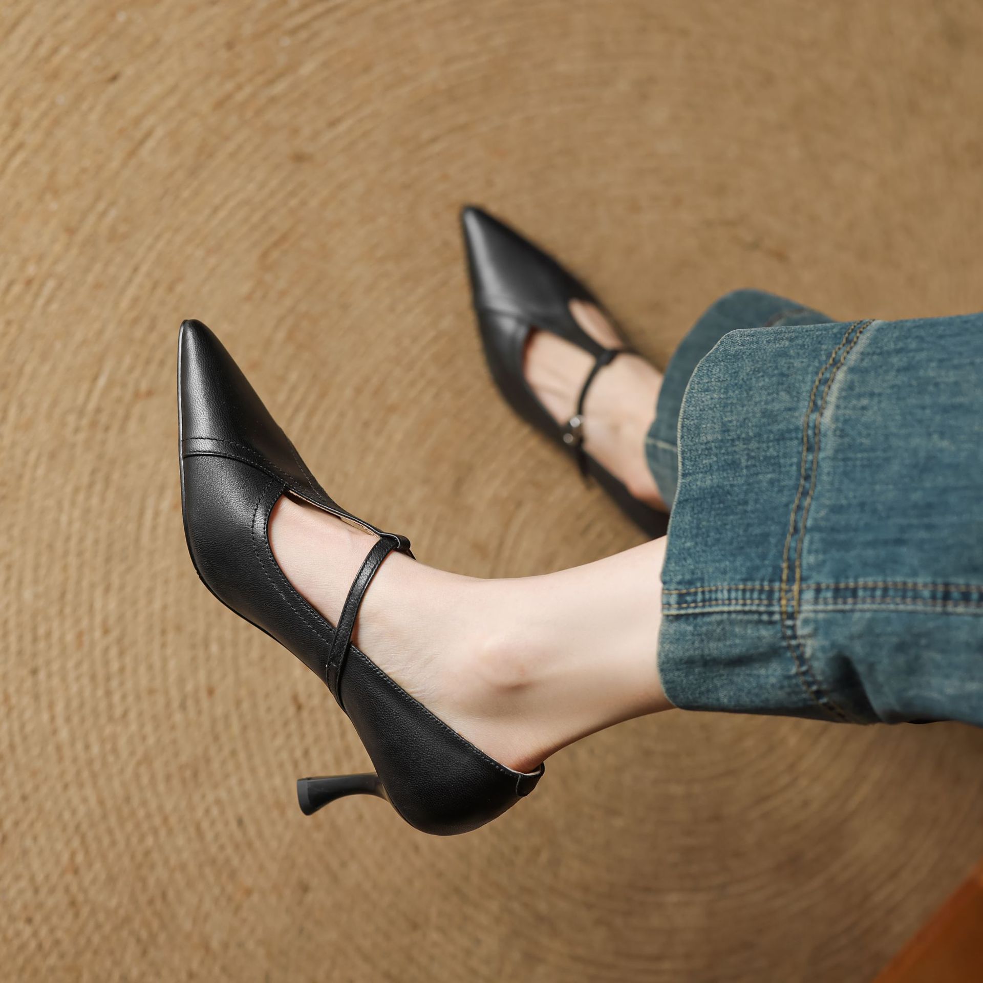 Korean Style T-buckle Strap Stiletto Heel Shoes For Four Seasons foto 5