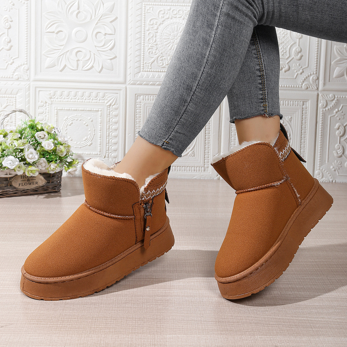 Side Zipper Thick Sole Height Increasing Snow Boots For Women foto 4