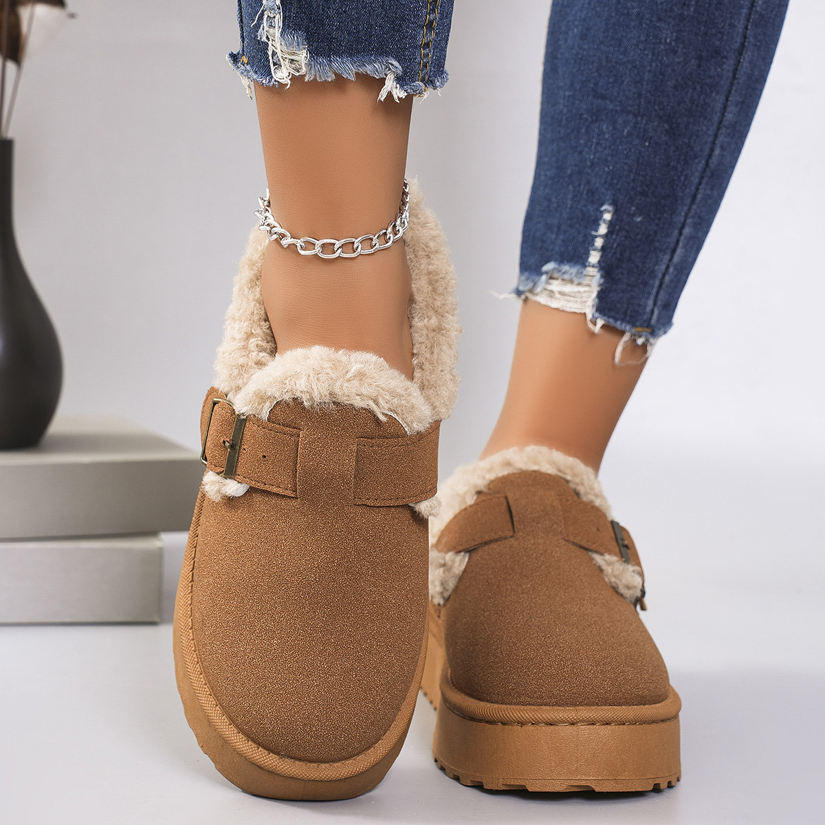 Women's Plus-size Snow Boots With Plush Lining And Thick Soles foto 2
