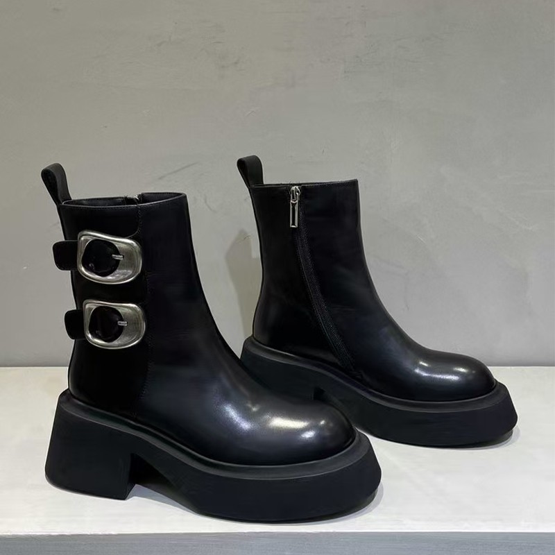 Popular British Style Niche Design Metal Buckle Versatile With Skirts Ankle Boots foto 4