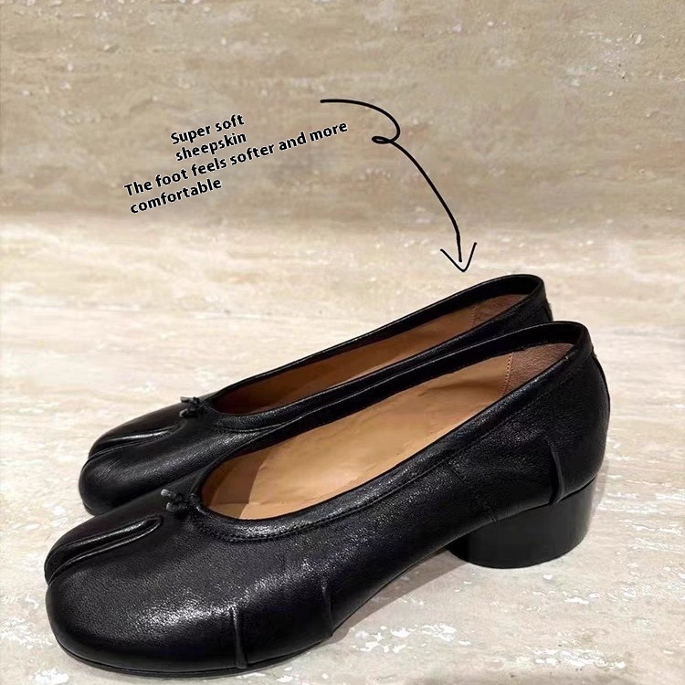 Pleated Split-toe Women's Retro Ballet Shoes foto 4