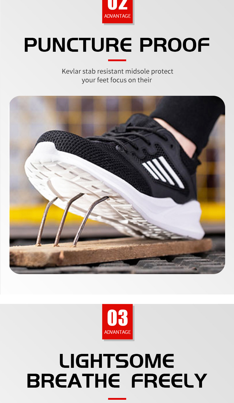 Anti-smashing And Anti-penetration Summer Breathable Safety Shoes Protective Lightweight Comfortable Air Cushion Work Shoes foto 4