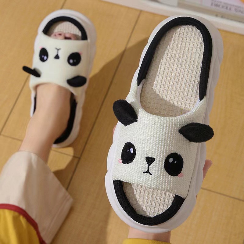 Linen Slippers Cute Panda Cotton And Linen Four Seasons foto 5