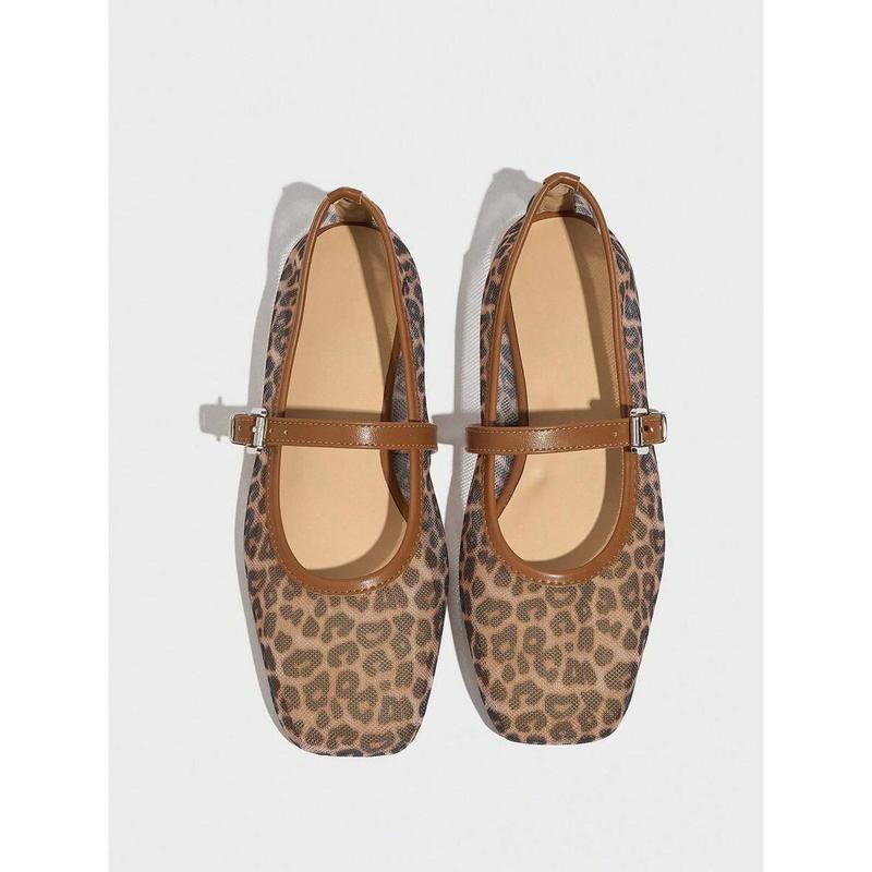 Leopard Print Mesh Breathable Women's Flat Sandals Mary Jane foto 4
