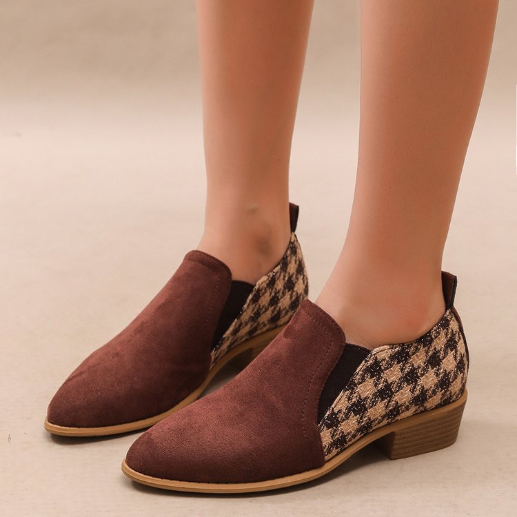 Retro Color-Block Slip-On Shoes For Women foto 2