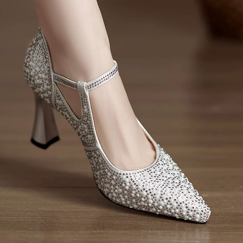 Low-cut Cheongsam Wedding Banquet Shoes Womens High Heels foto 3