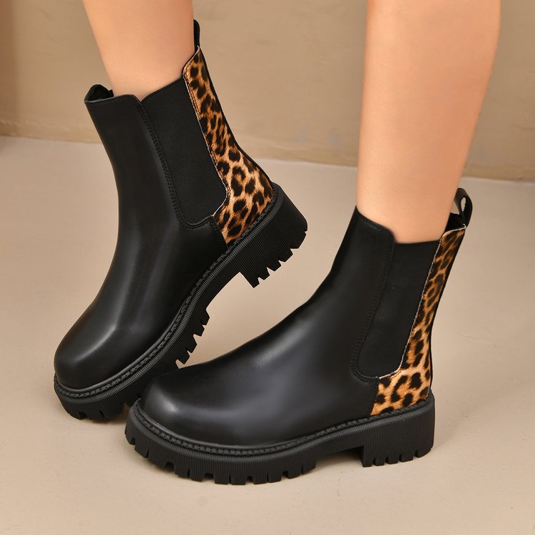 Round-toe Chunky-heel Patchwork Casual All-matching Boots foto 2