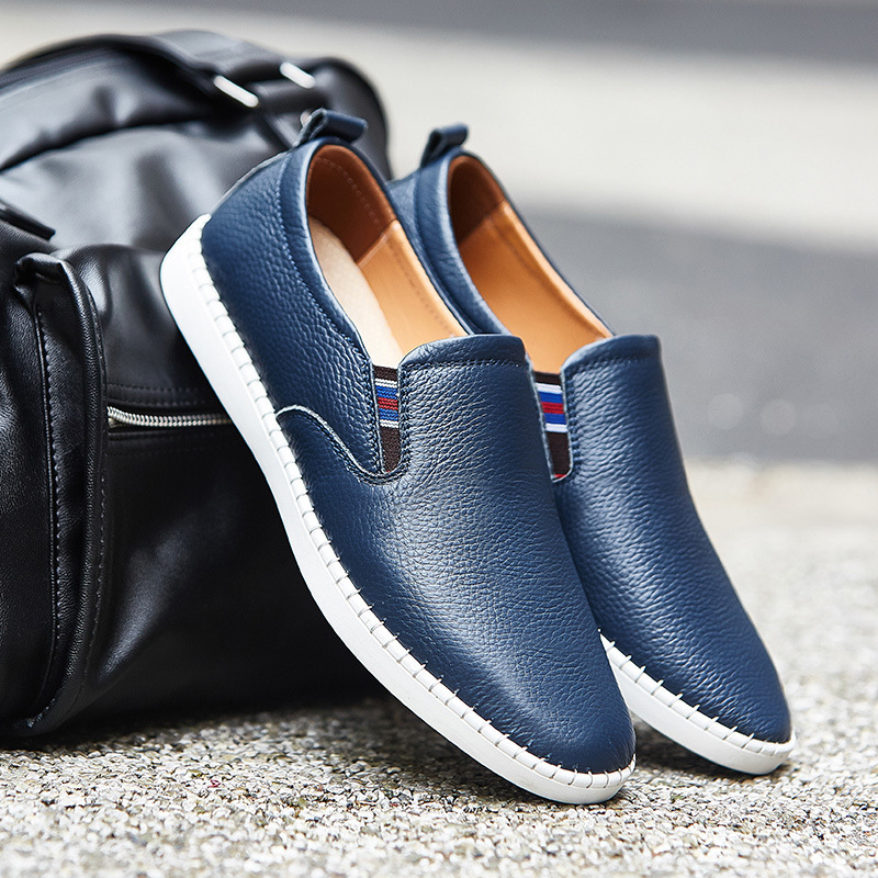 Spring And Autumn Men's Casual Cowhide Flat Sneakers foto 3