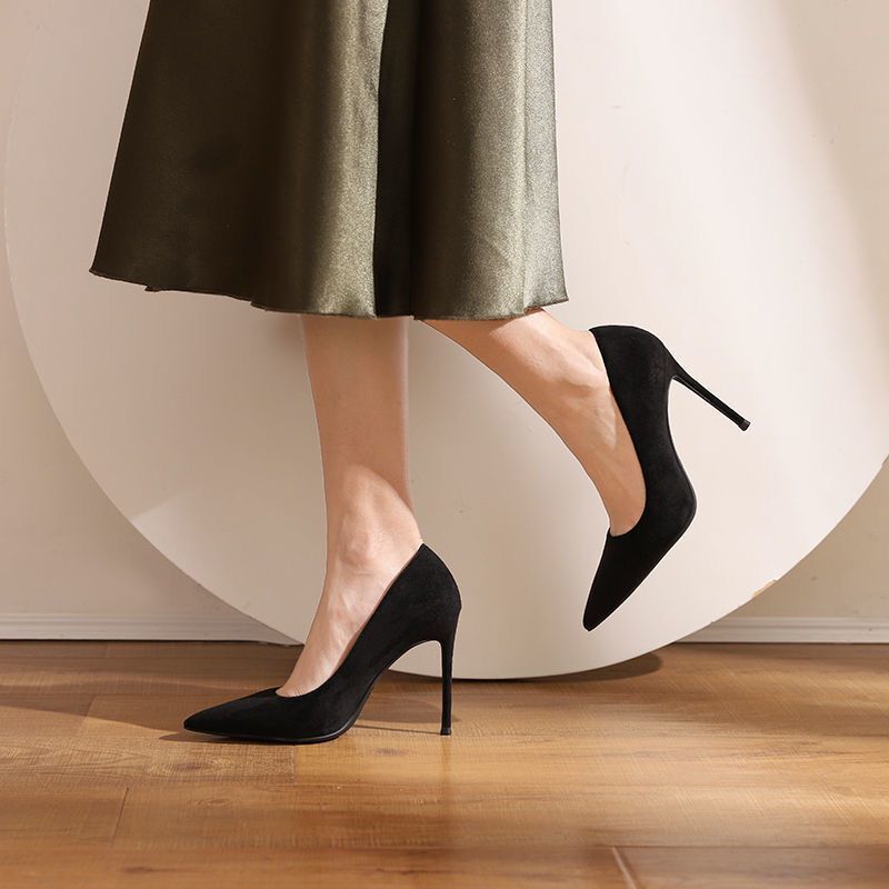Black Stiletto-heeled Pointed-toe In Suede Professional Footwear foto 2