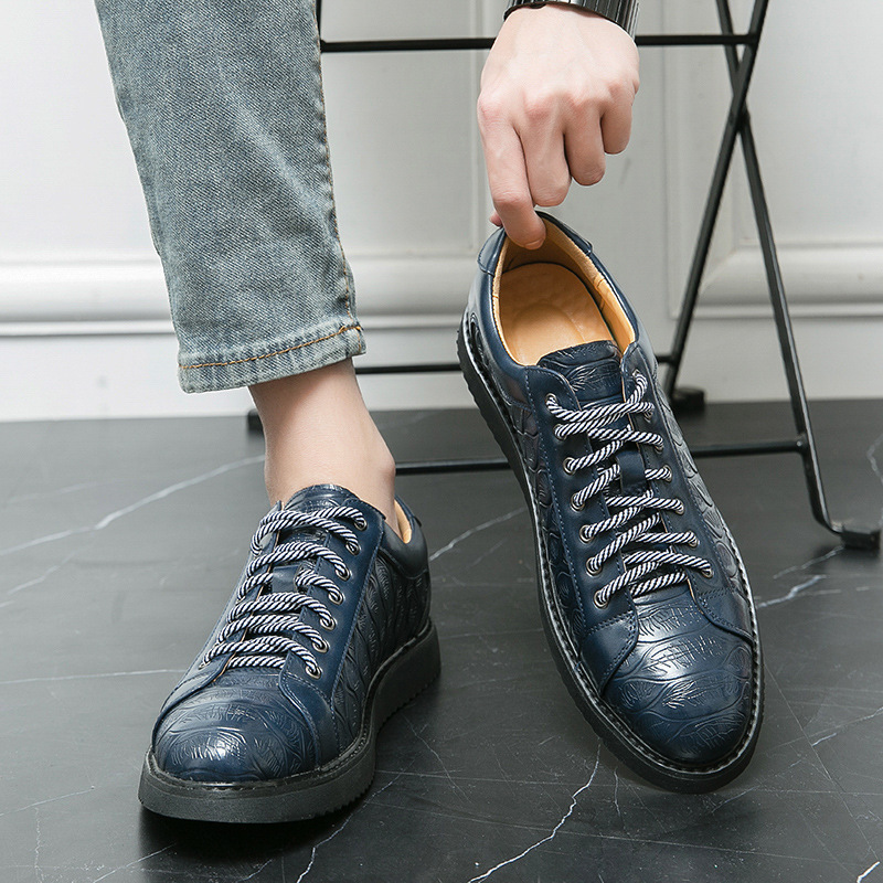 Men's Casual Leather Shoes Lace-up Flat Bottom Daily foto 2