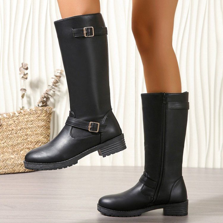Low-heeled Tall Boots With Zippers foto 3