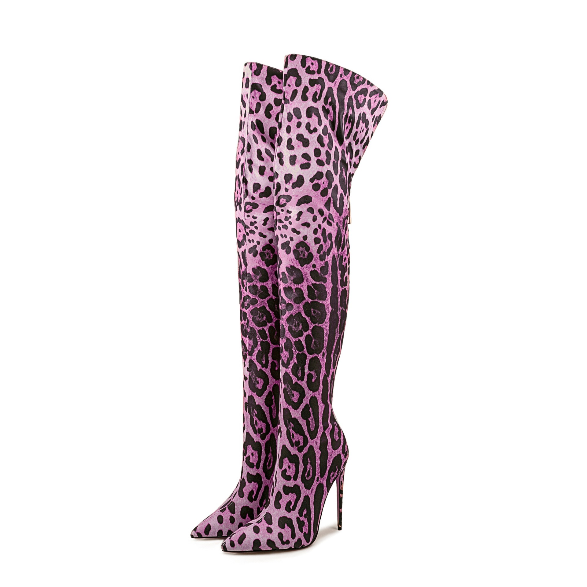 Pointed-toe Stiletto Leopard Print Stretch Thin Boots Nightclub Bar Pole Dance foto 5