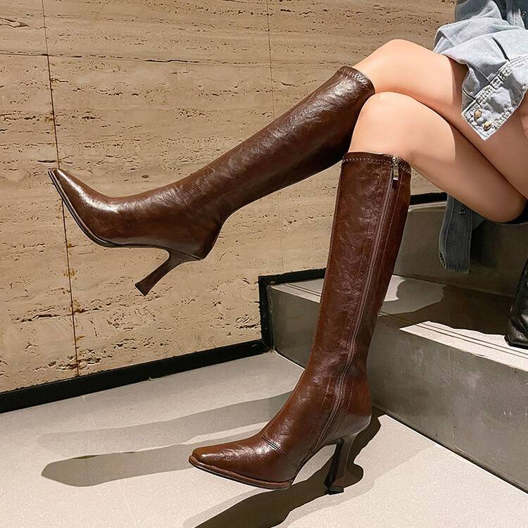 Niche Luxury Women's Retro High-heeled Pointed-toe Boots foto 3