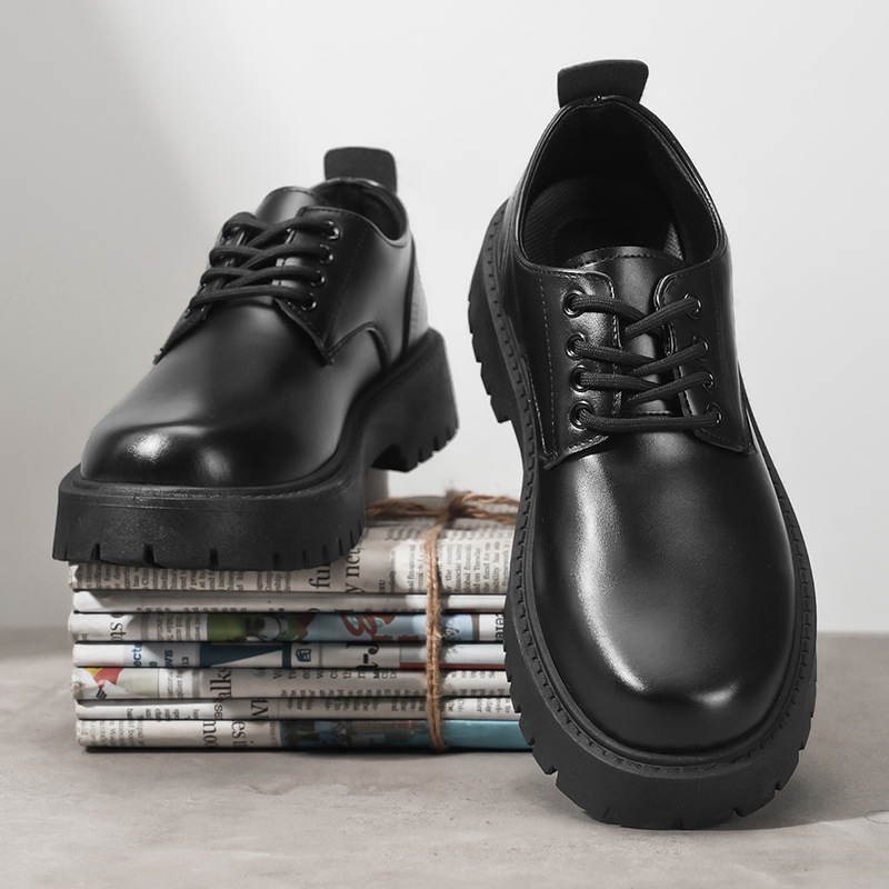 Mens Business Waterproof Black Leather Shoes foto 3