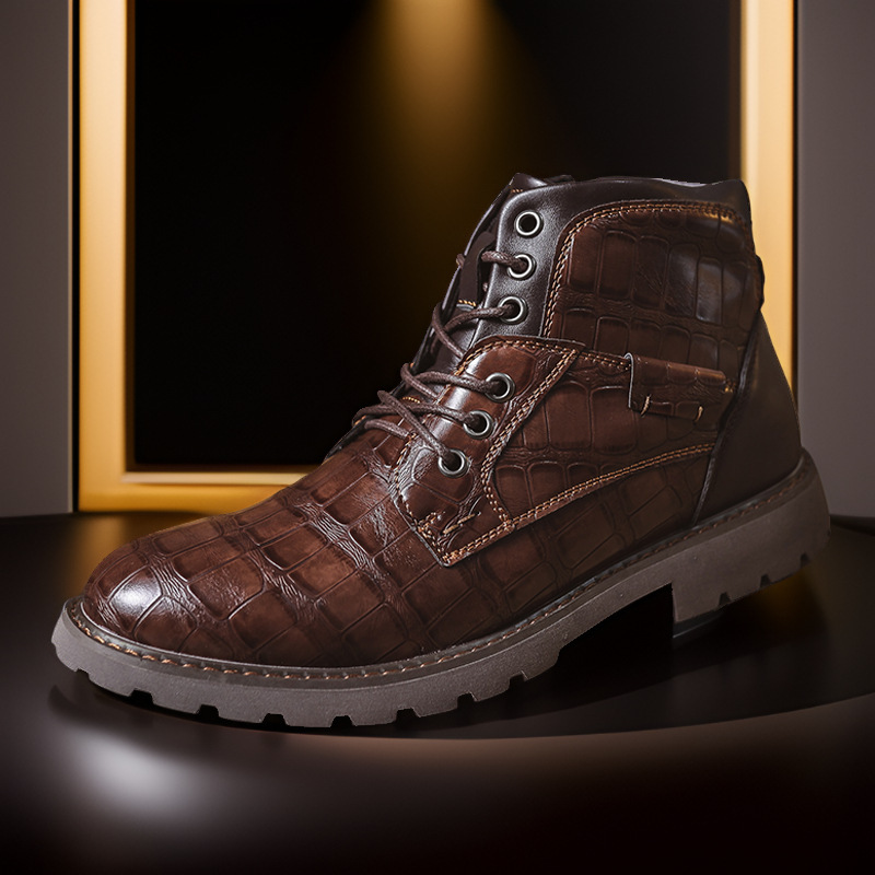 Retro Casual Outdoor Side Zipper Leather Boots foto 4