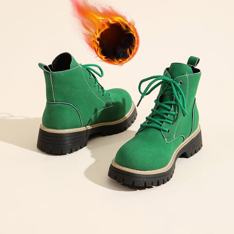 Front Lace-up Suede Ankle Boots With Fleece Lining foto 4