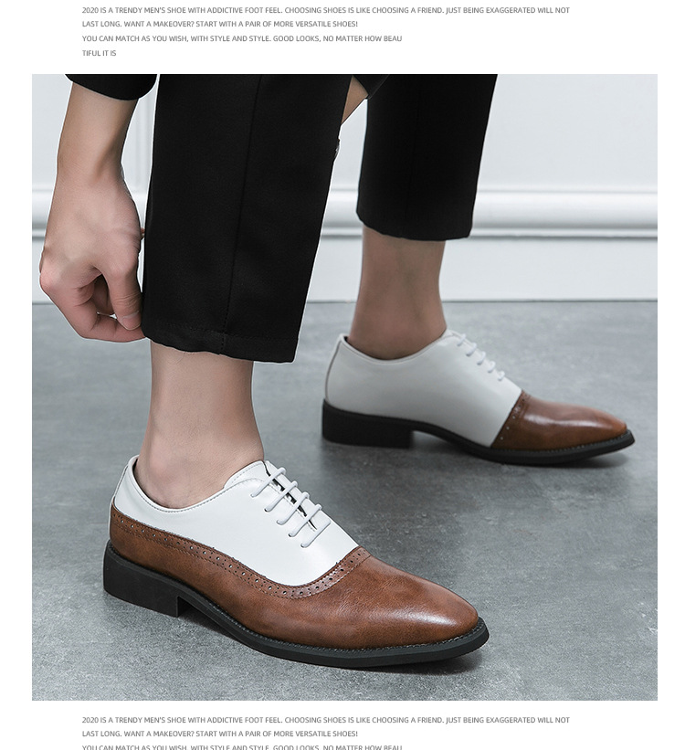 Men's Business Double Color Block Leather Shoes foto 3