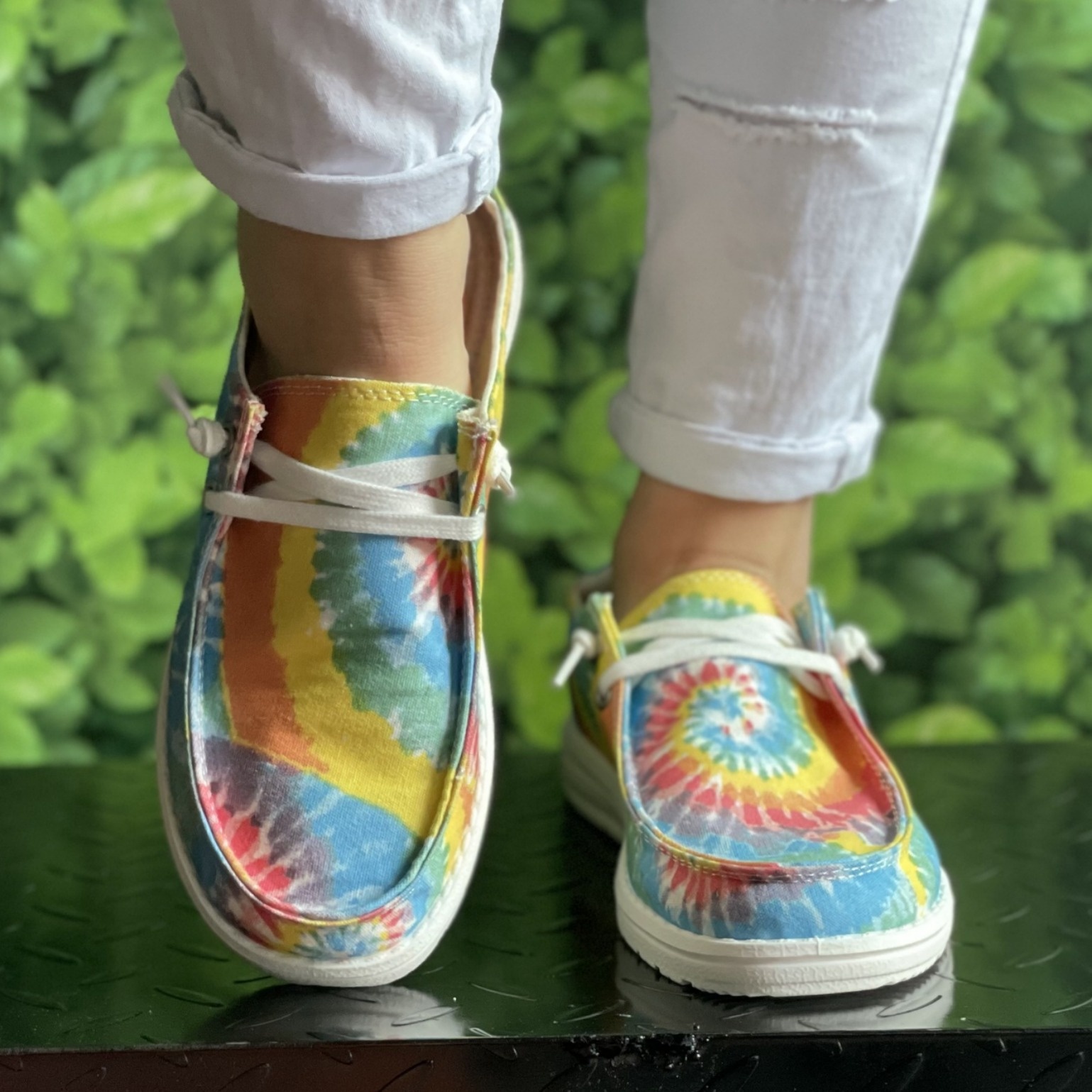 Spring Color Tie-dye Series Plus Size Boat Shoes foto 5