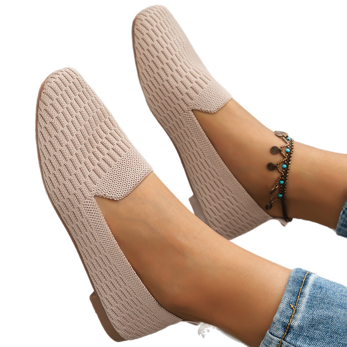 Knitted Soft Bottom Braided Shoes Breathable Low-cut foto 2