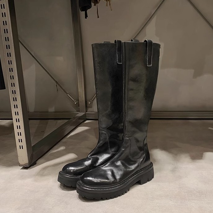 Round Head Thick Bottom Chunky Heel Long Tube Knight Boots foto 2