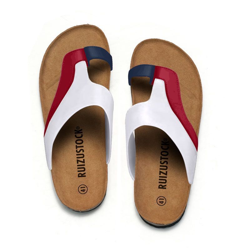 Summer Men's Cork Flip Flops Color Matching Beach Shoes foto 3