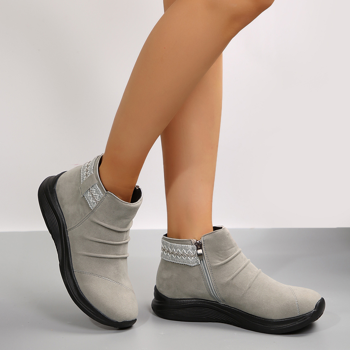 Round Head Women's Autumn And Winter Frosted Martin Boots Casual All-matching foto 5