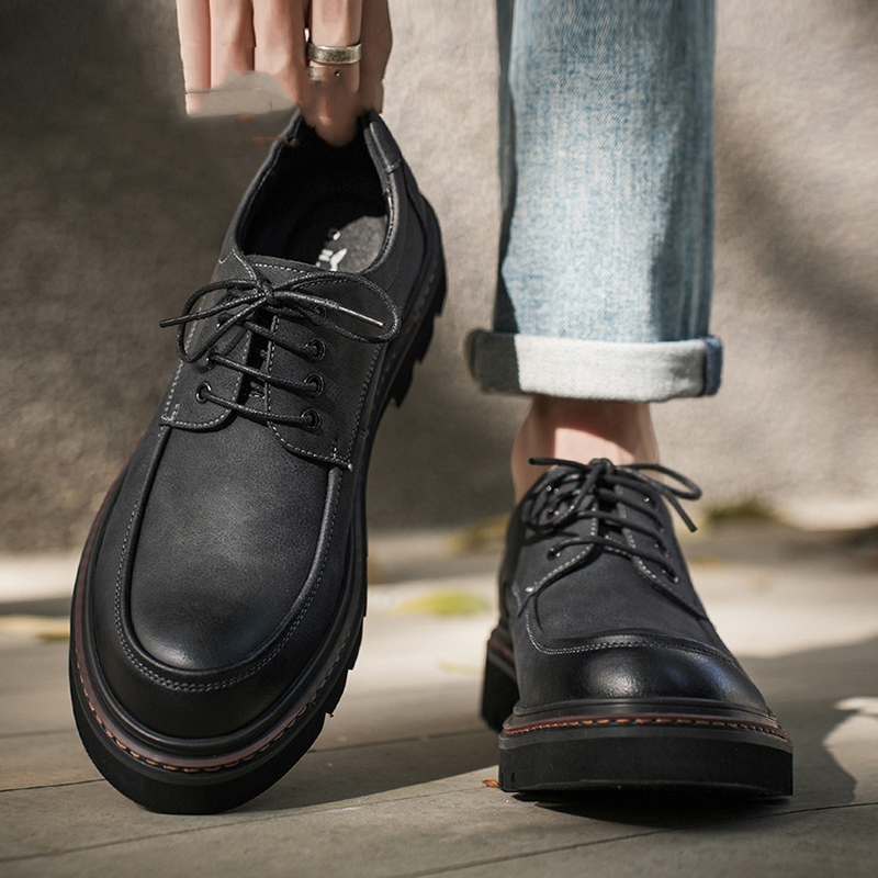 Genuine Leather Men's Shoes British Style Retro Commuter Casual Shoes For Work foto 2