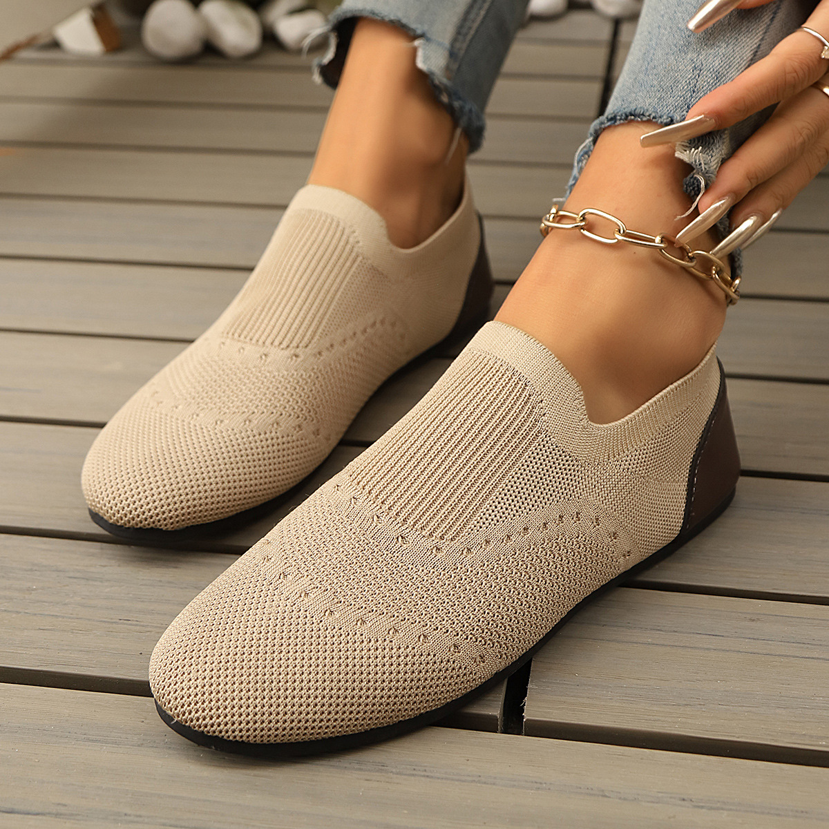 Flyknit Womens Shoes Flat-Soled Breathable Casual foto 5