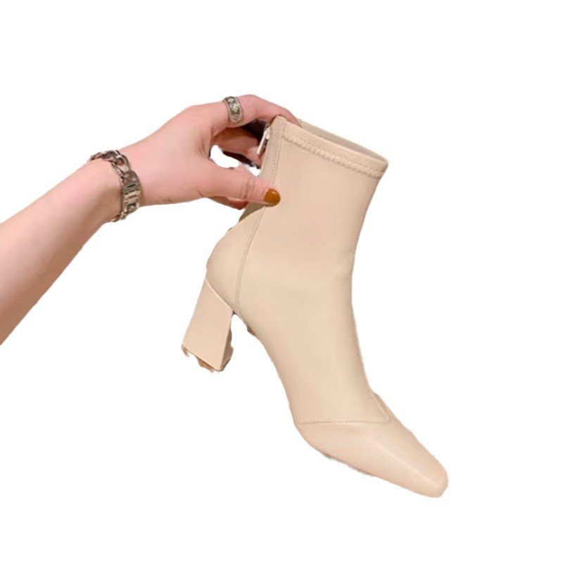 Soft Leather Back Zipper With Velvet To Show Skinny Boots foto 2