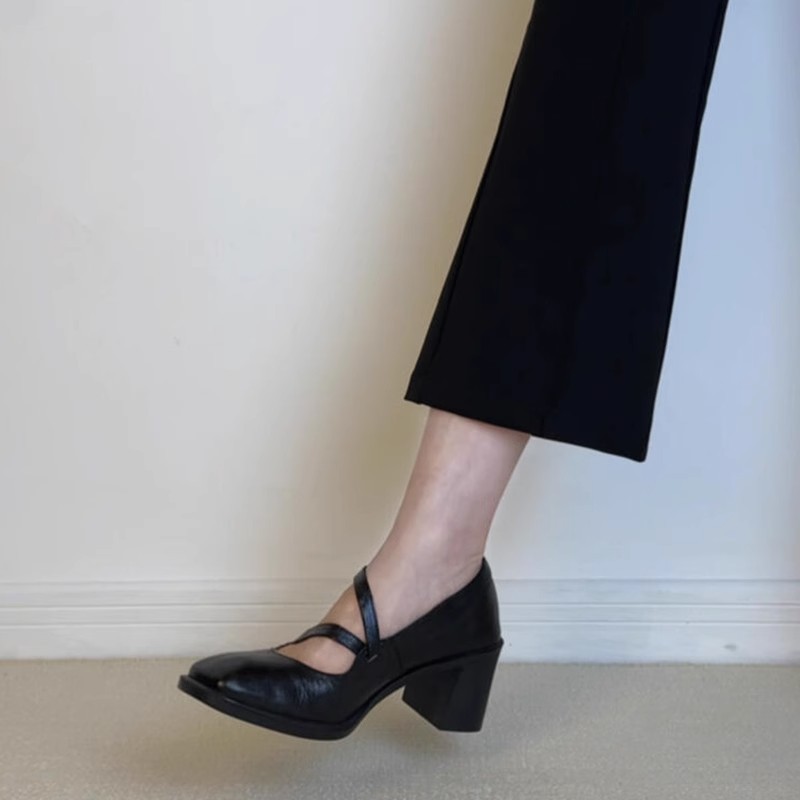 Square Toe High Heel Mary Jane Shoes Female Chunky Heel Low-cut foto 5