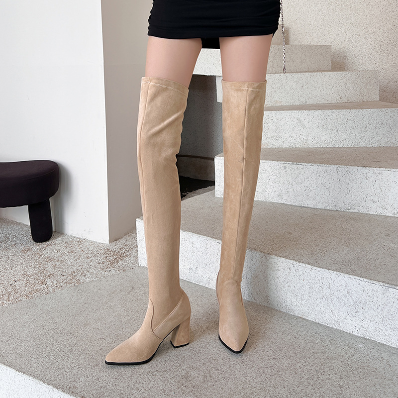 Stylish Suede Womens High Heels With A Pointed Toe And Denim Strap Buckle foto 2