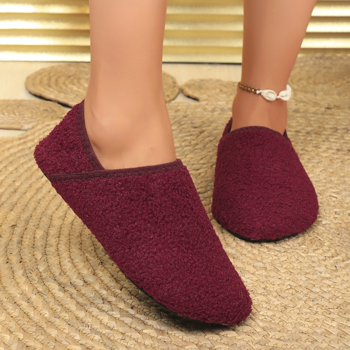 One-step Warm Shoes Closed-toe Slippers With Extra Fleece For Added Warmth And Thickness foto 3