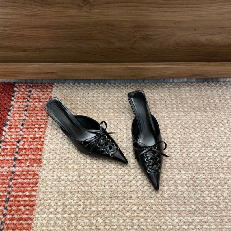 Pointed-toe Crossover French-style High-heeled Mules foto 2