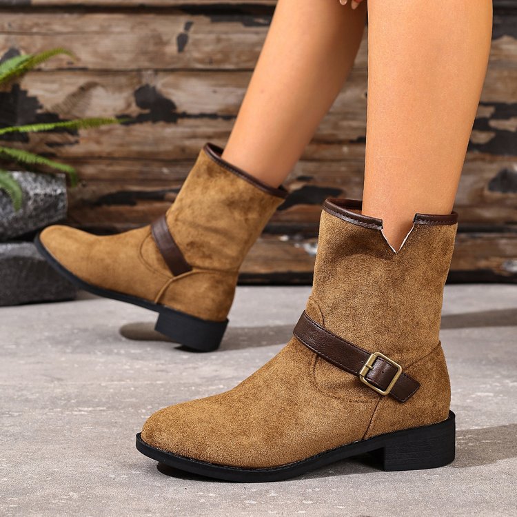 Casual Metal Buckle Slip-on Women's Martin Boots foto 4
