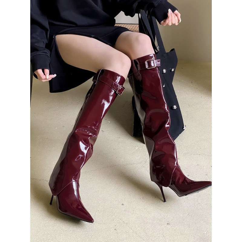 European And American-style Pointed-toe High Heels With Patent foto 2