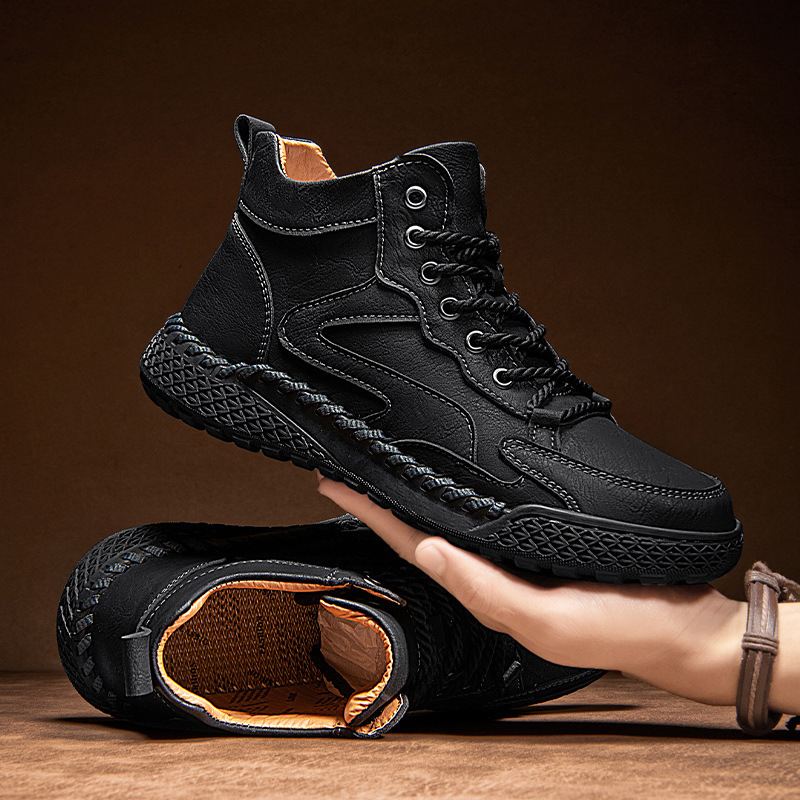 Men's Outdoor Sports And Leisure British High Top Leather Shoes foto 2