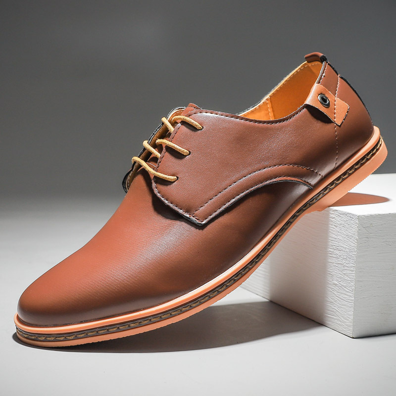 Men's Casual Business Shoes Leather Surface Lace-up Pumps foto 2