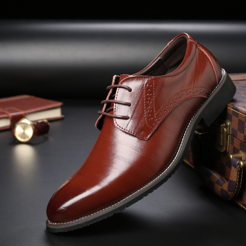 Formal Plus Size Business Men's With Lace Up Leather Shoes foto 3