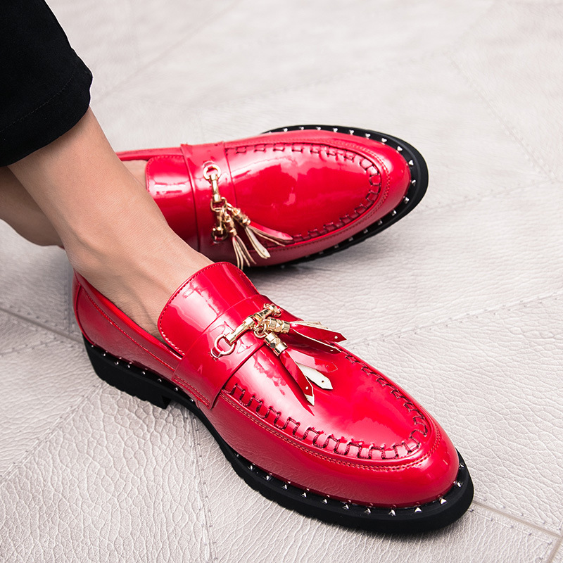 Men's Casual Pointed Creative Solid Color Leather Shoes foto 4