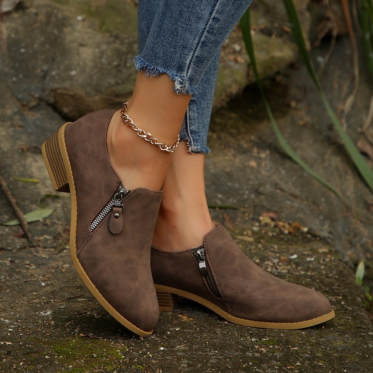 Plus Size New Side Zipper Square Heel Commuter Shoes Boots foto 4