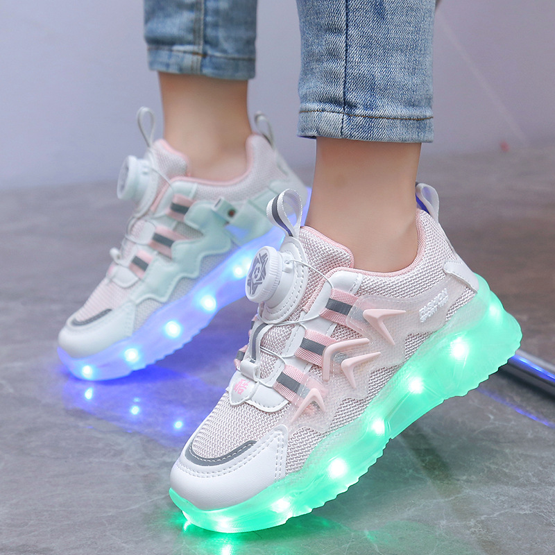 Rotating Button Charging Colorful Light Shoes Sports Light Up Shoes foto 3