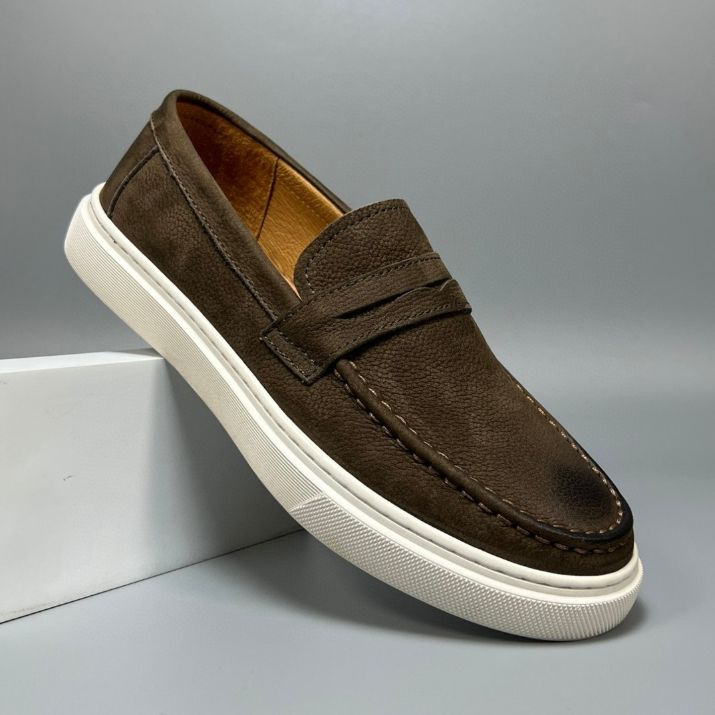Casual Men's Genuine Retro Soft Bottom Calf Leather Shoes foto 4