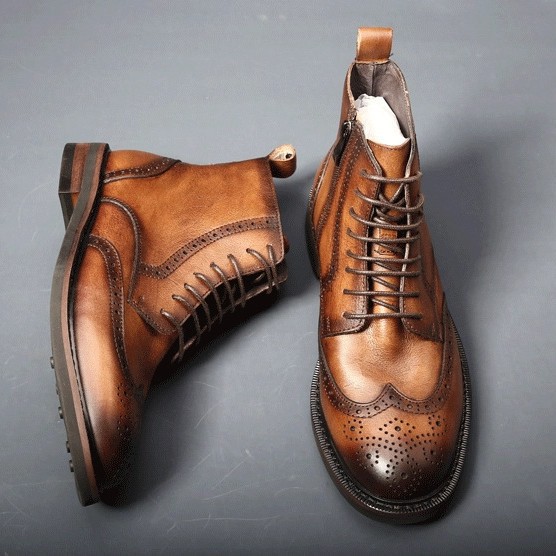 Mens Trendy Casual Thick-soled Leather Boots foto 3