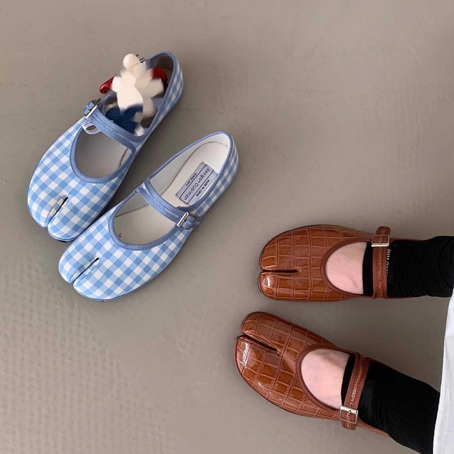 Sheepskin Version Niche Split-toe Shoes Women's Flat Pumps foto 4