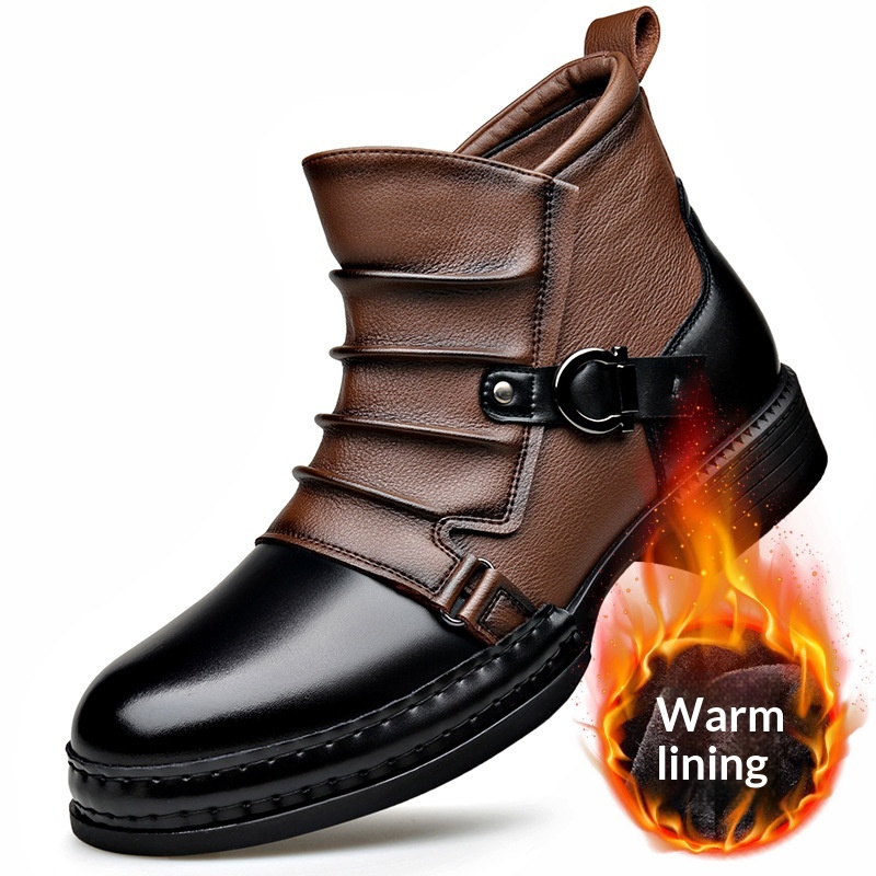 Mens British-style Retro Fleece-Lined Thermal Boots With Side Zipper foto 3