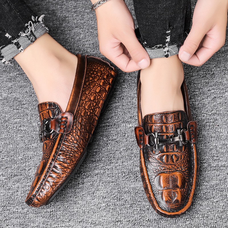Crocodile Pattern Gommino Men's Shoes Breathable Business foto 3