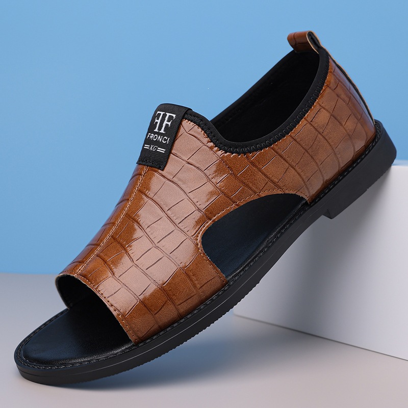 Men's Fashion Embossed Open-Toe Sandals foto 5